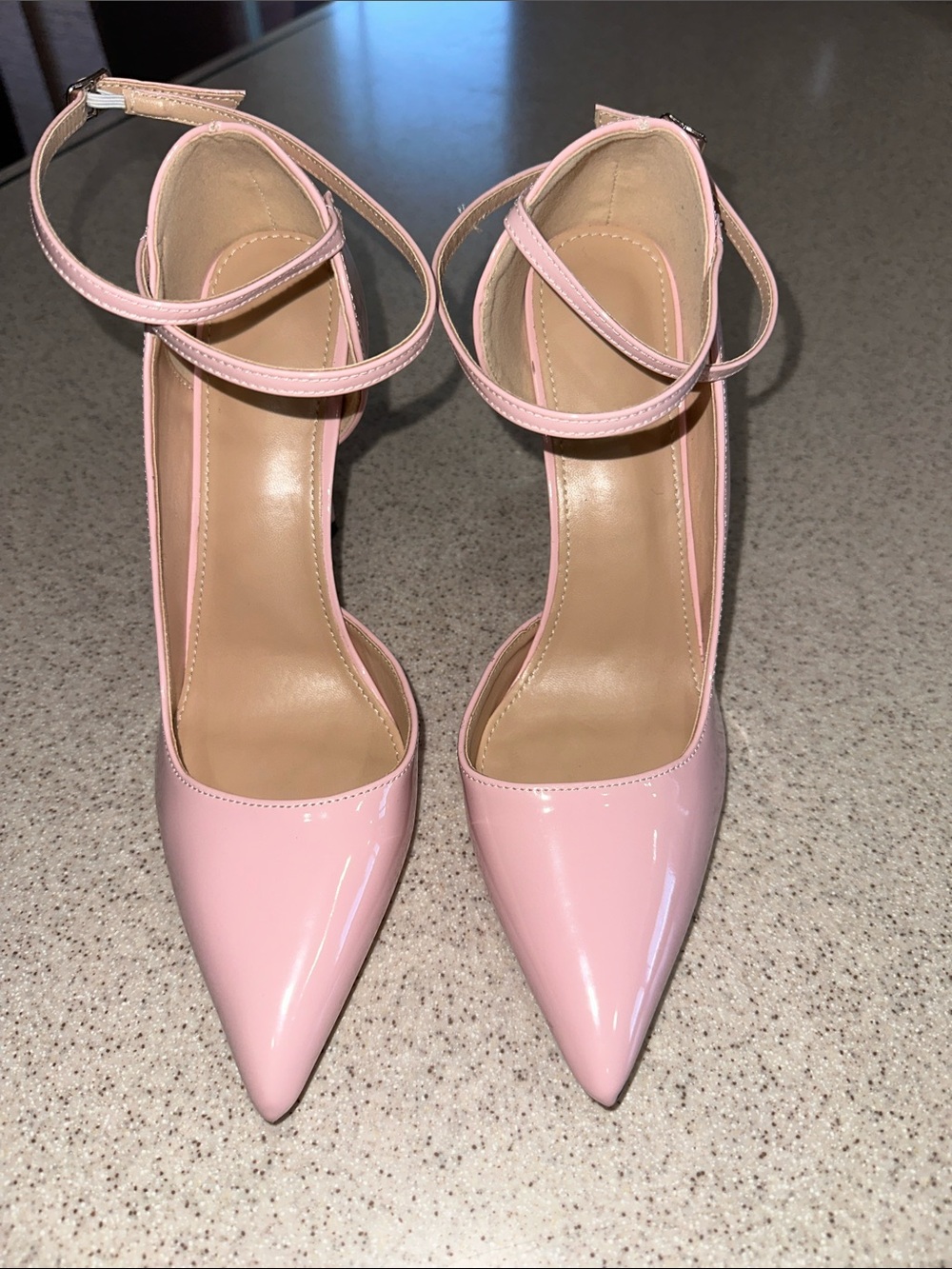Pink Classic Ankle-Strap Pointed Toe Pumps High Heels - size 10